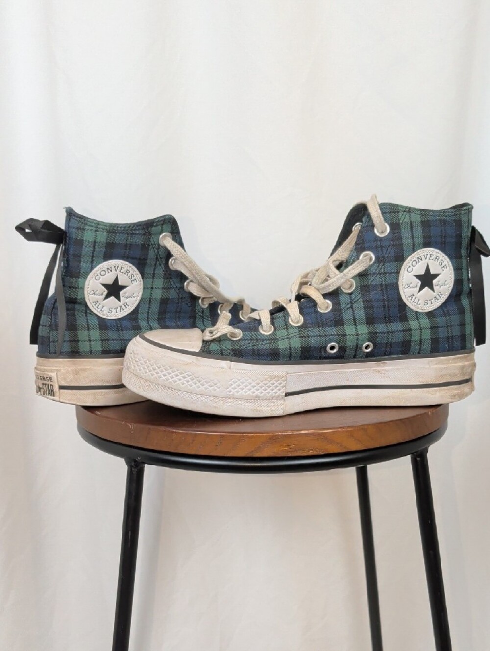 CONVERSE Chuck Taylor All Star Plaid Platform High Top Sneakers - Women's 8.5